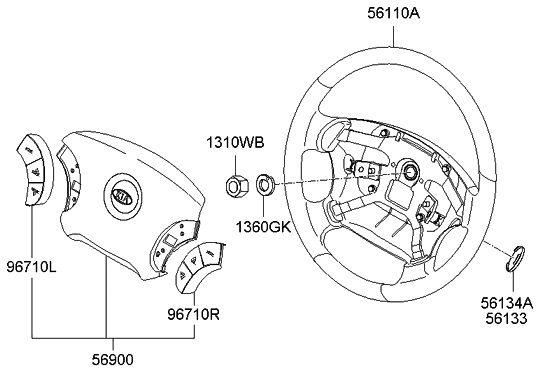 ايربگ جلو چپ اپیروس Hyundai KIA Genuine Parts اپیروس GH مدل 569003F52027