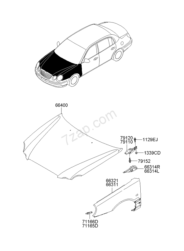 درب جلو چپ اپیروس ۲۰۰۹ Hyundai KIA Genuine Parts اپیروس GH مدل 760033F510